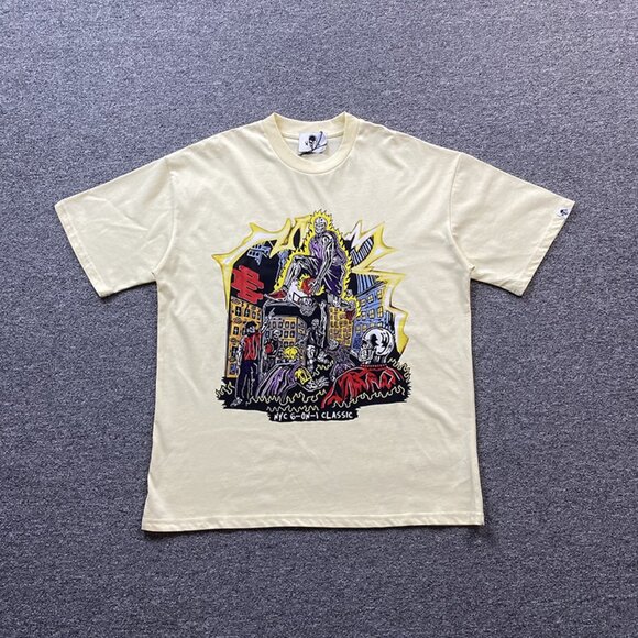 Warren Lotas Yellow T Shirt With Urban Vintage Print